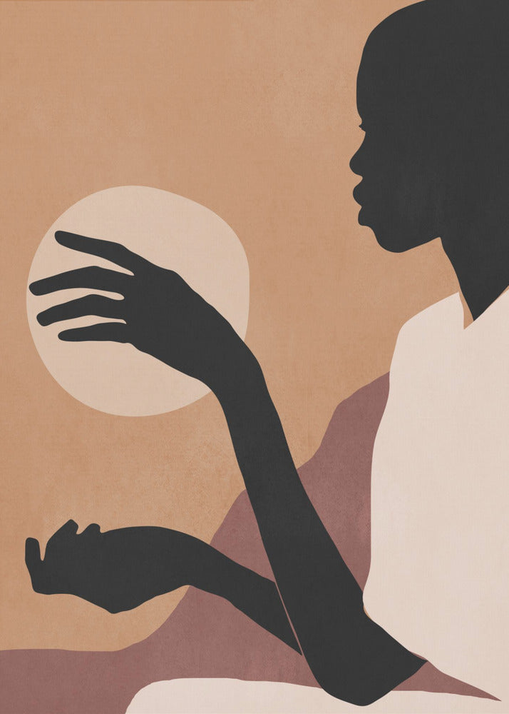 Minimal Abstract Art Sunset Girl | Poster