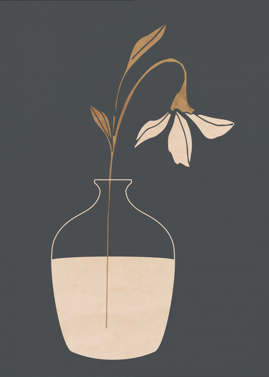 Minimal Abstract Art Vase Flower | Canvas