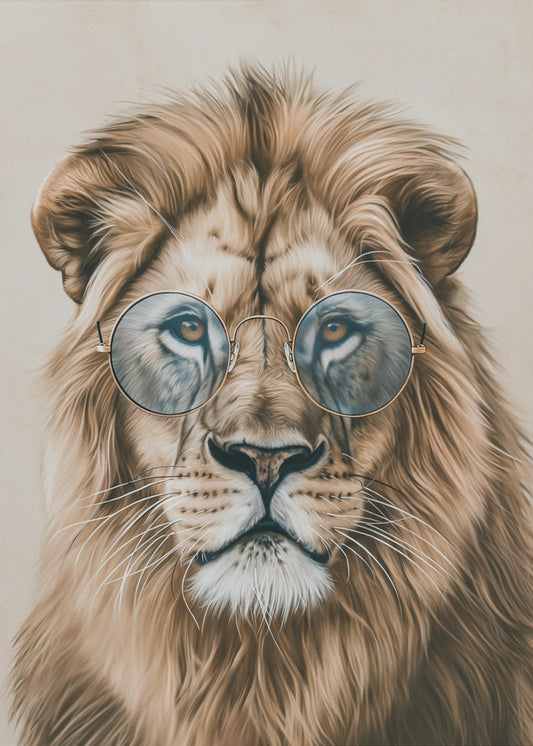 Lion in Glasses | Canvas