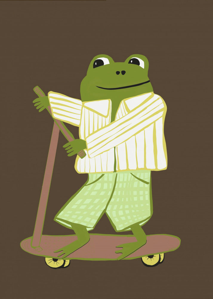 Frog on scooter | Canvas