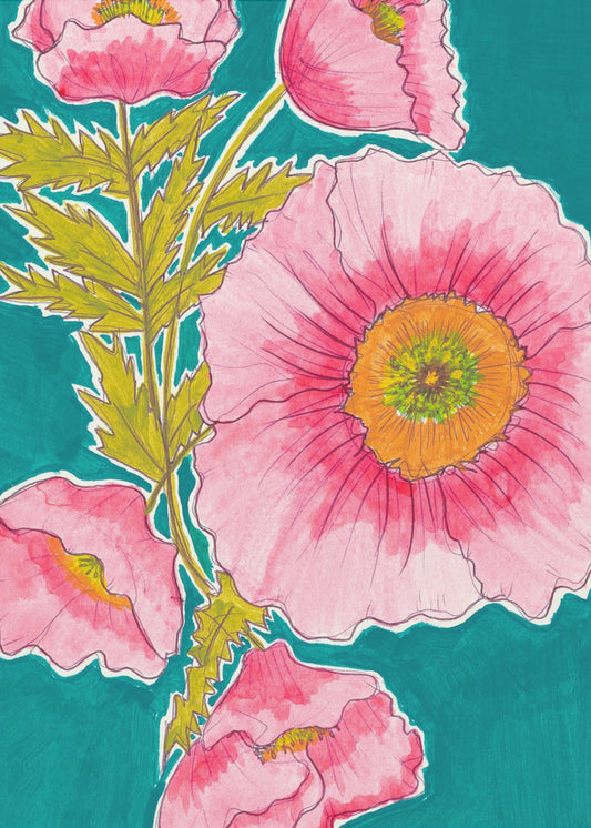 Watercolor Floral in Pink and Green by Alyssa Hamilton Art | Poster