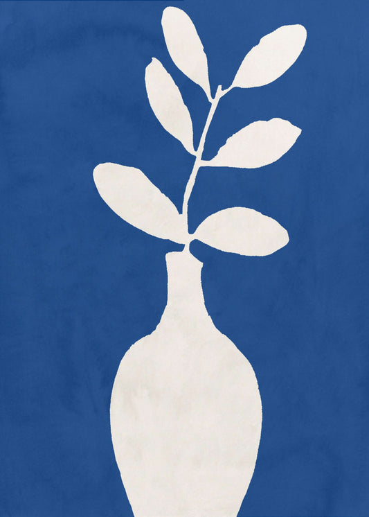 White Vase and Leaves | Poster