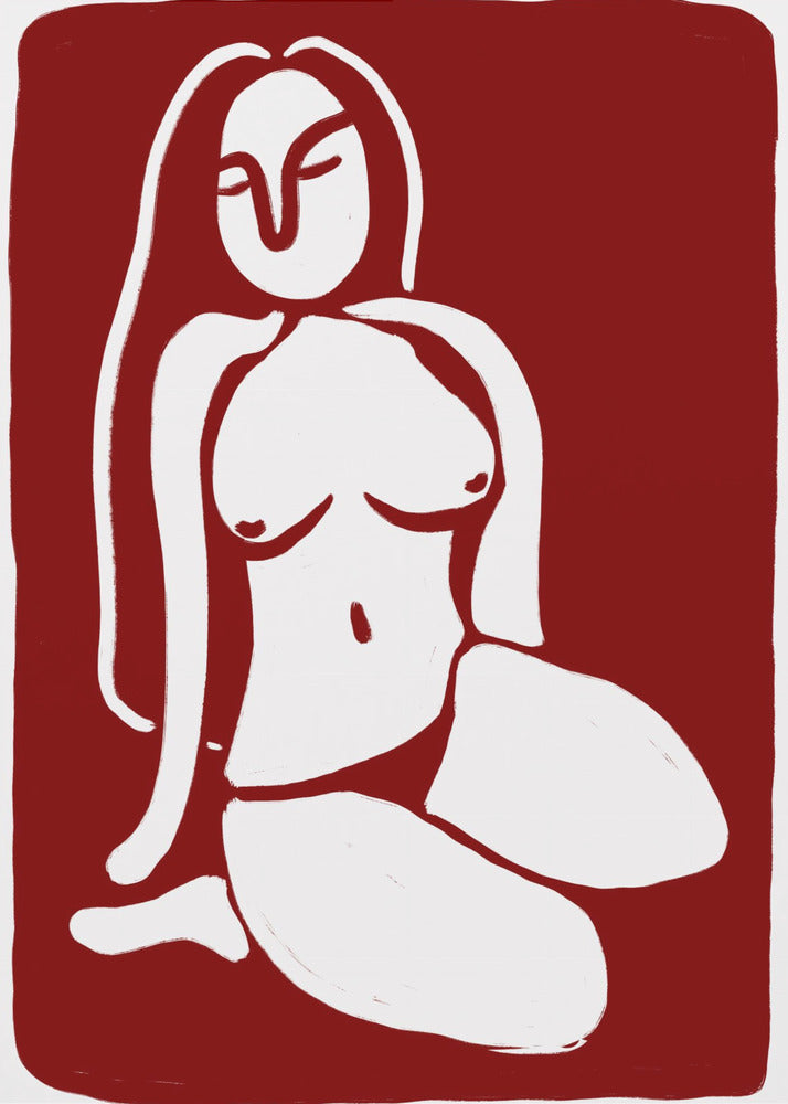 Stylized Nude Figure in a Seated Pose | Poster