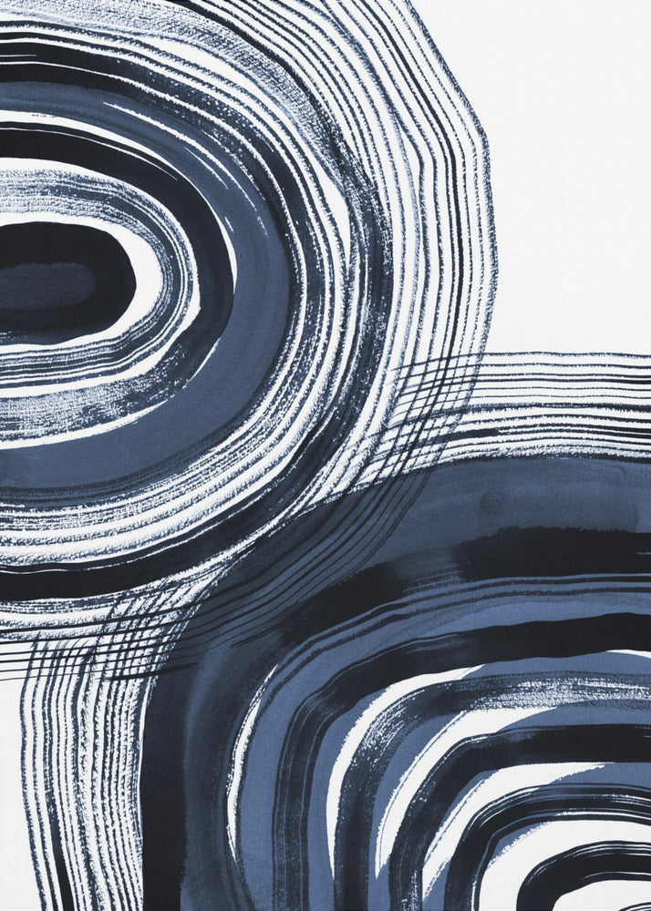 Concentric Blue and Black Brushstrokes | Canvas