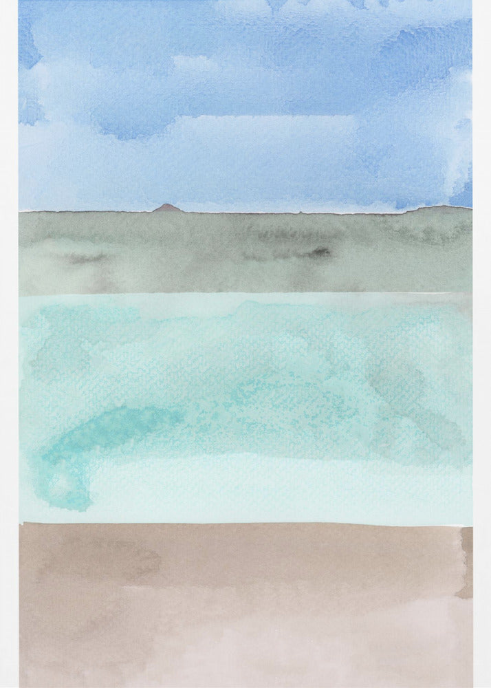 Abstract Horizontal Bands Of Blue,Green And Beige | Canvas