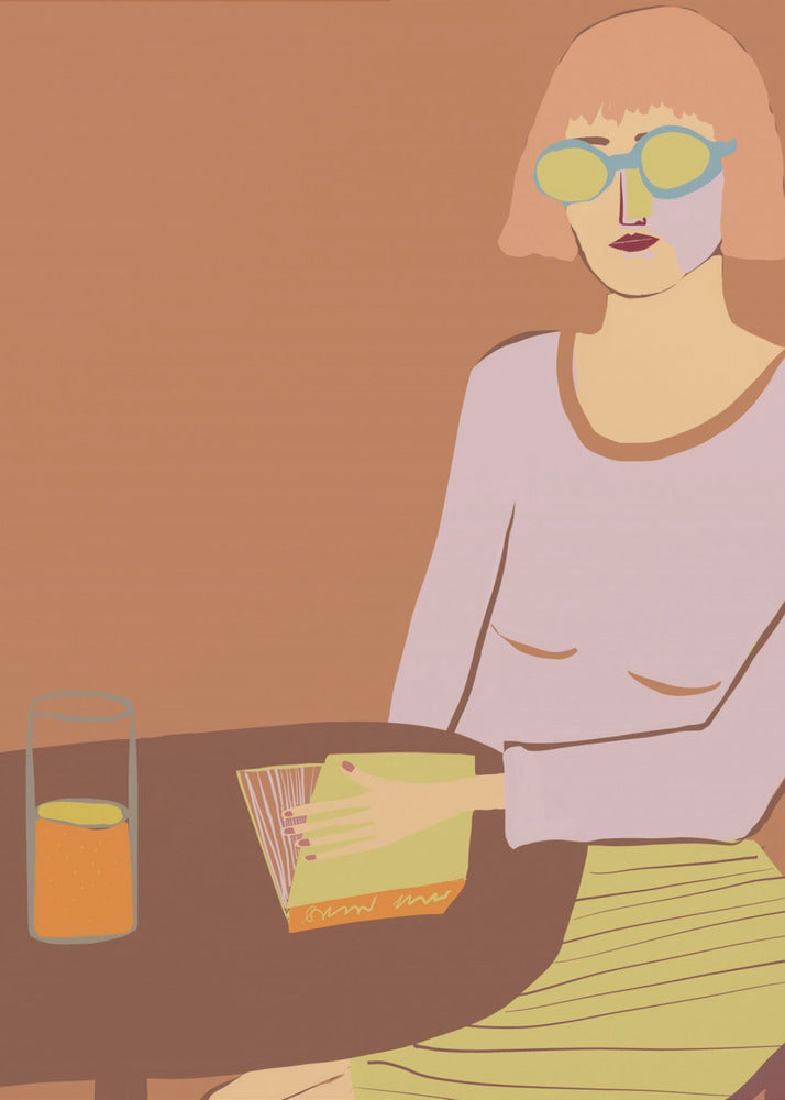 Lady reading with drink | Poster