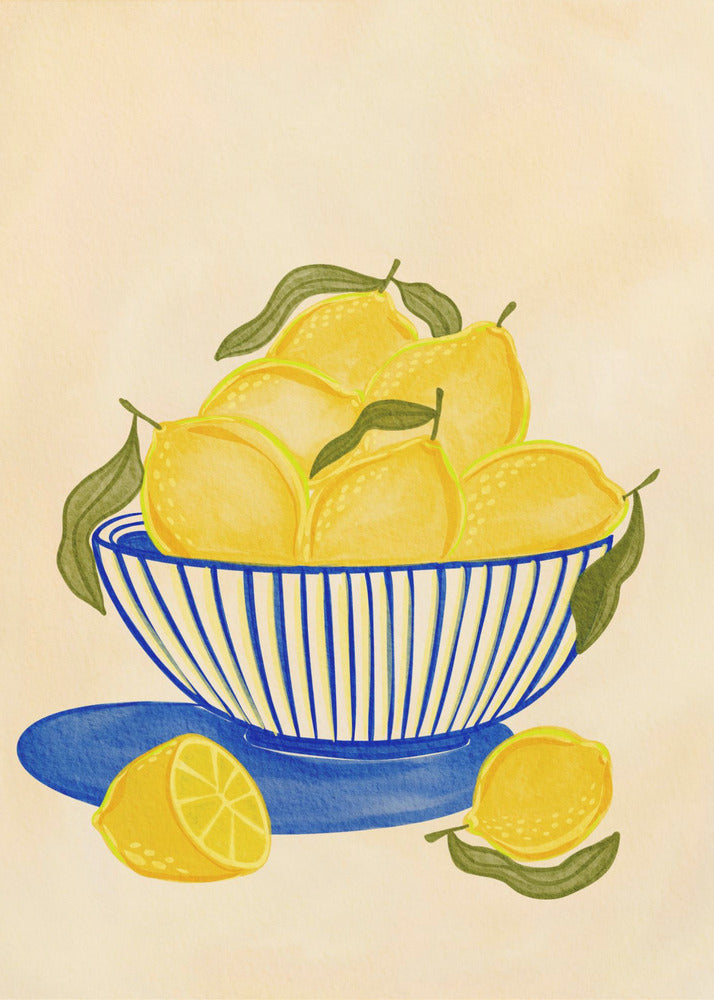 Bowl Of Vibrant Yellow Lemons | Poster
