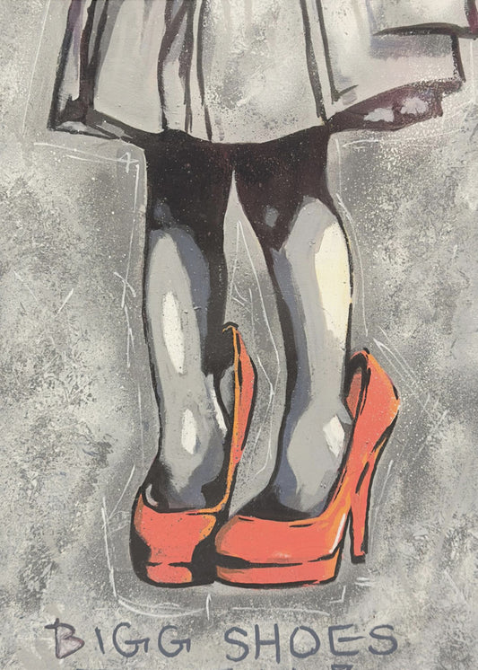 Child Wearing Oversized Red High Heels | Canvas