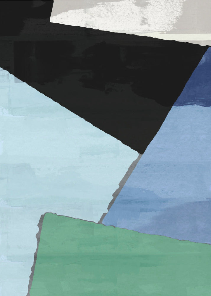 Abstract Blocks in Blue, Green and Black | Poster