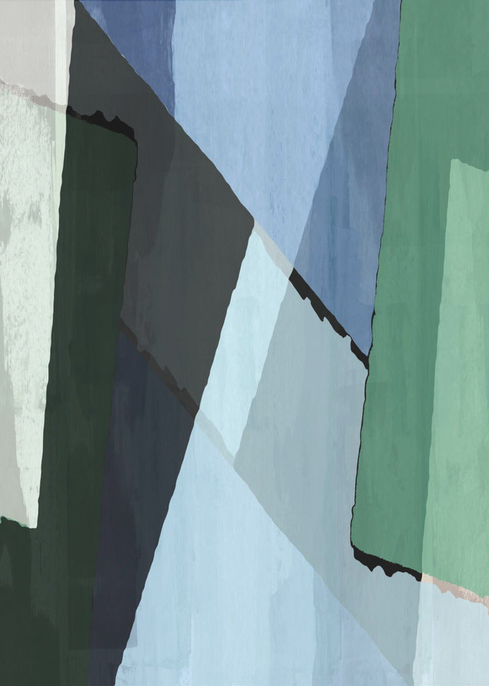 Abstract Blocks in Blue, Green and Black | Poster