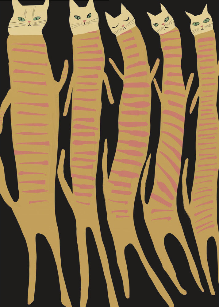 Five long cats | Poster