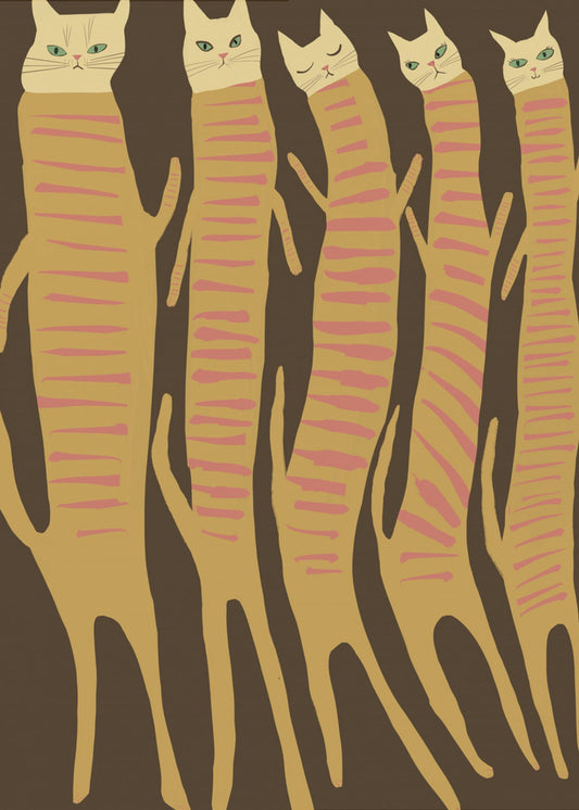 Five long cats | Canvas