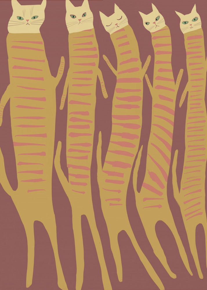 Five long cats | Canvas