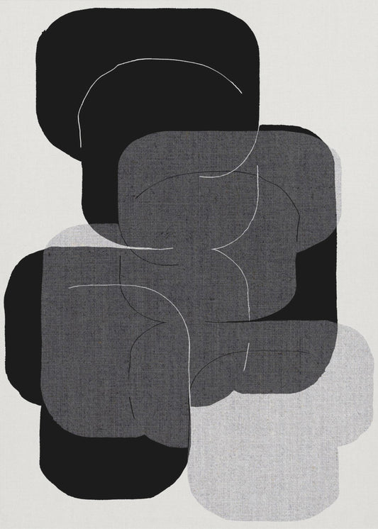 Abstract Forms in Black, Grey and White | Poster