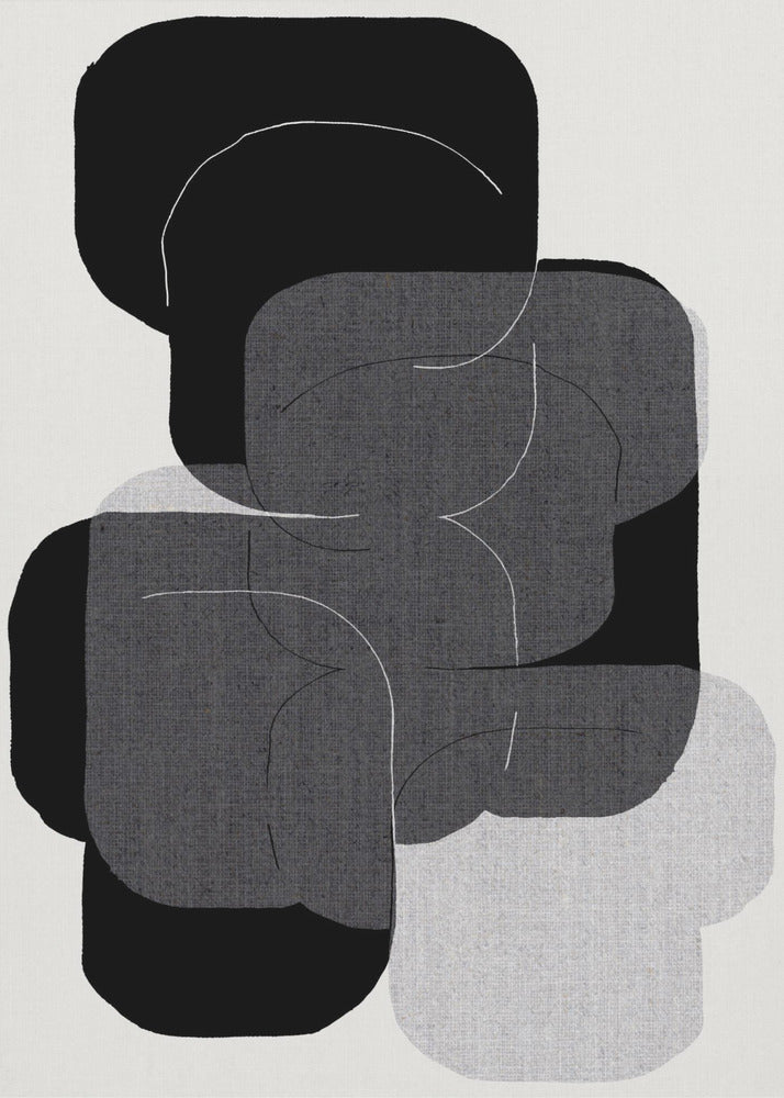 Abstract Forms in Black, Grey and White | Canvas
