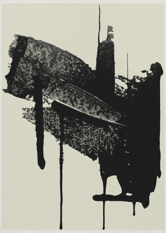 Abstract Brushstrokes in Black and Cream | Poster