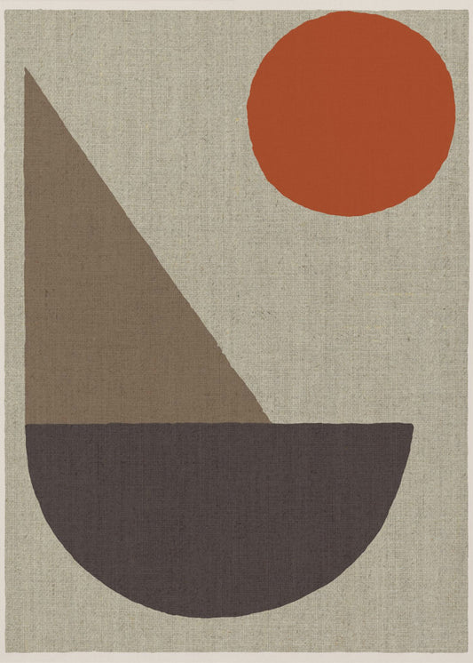 Abstract Shapes in Earth Tones with Red Circle | Poster