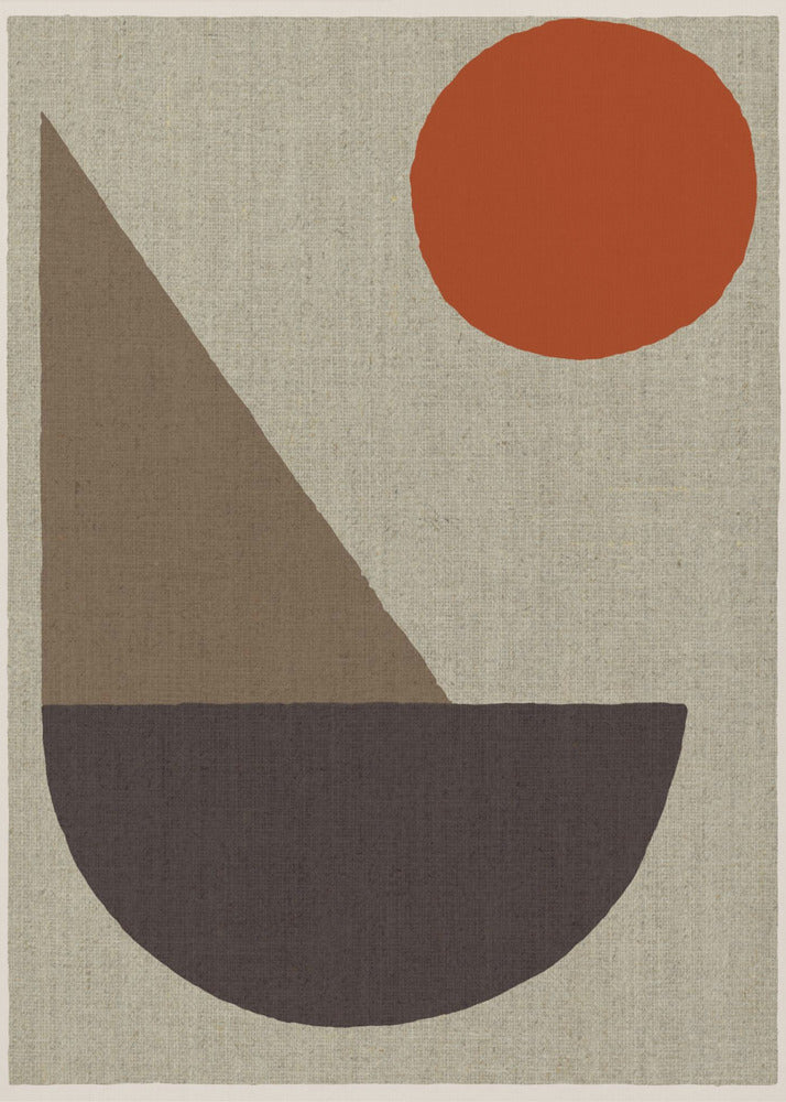 Abstract Shapes in Earth Tones with Red Circle | Canvas