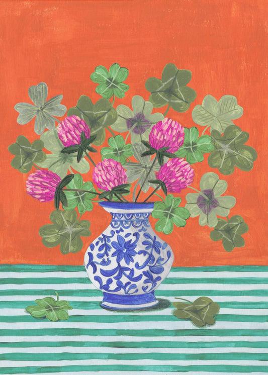 Clovers and Pink Blossoms | Canvas