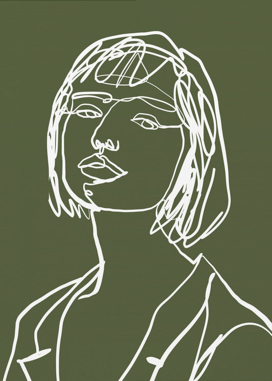 Line art female green | Poster