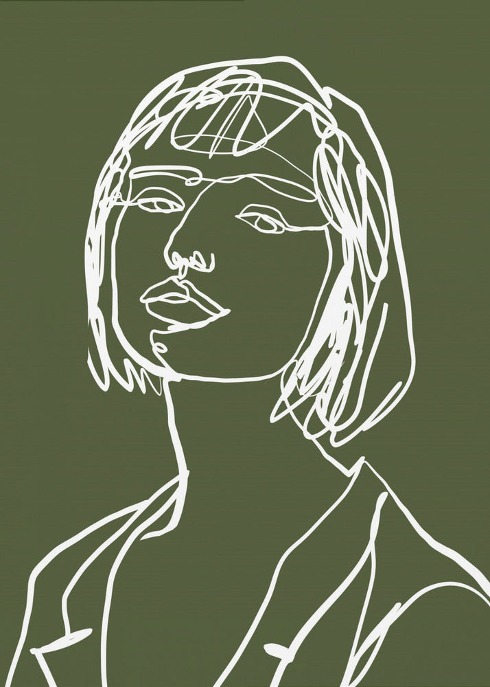 Line art female green | Canvas