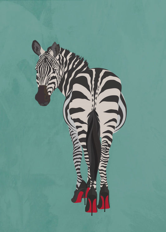 Zebra in heels teal | Poster