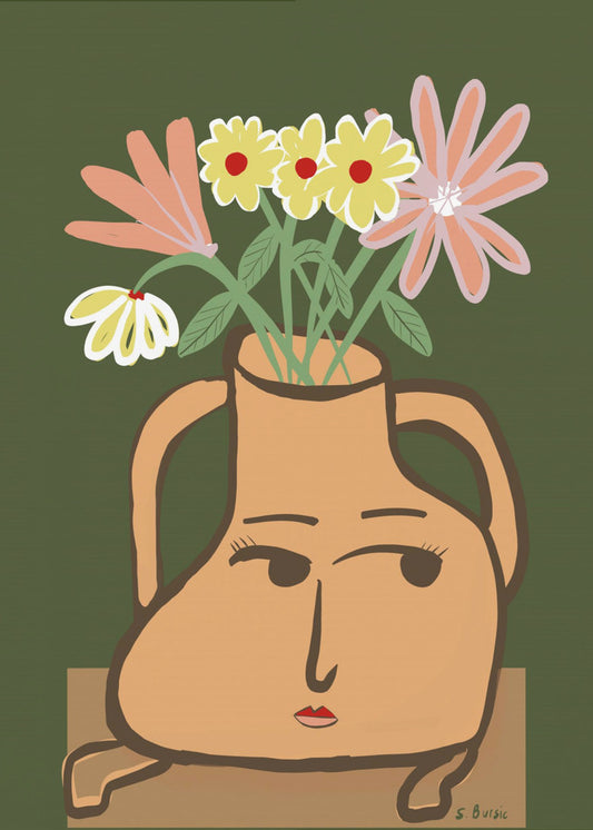 Lady vase with flowers | Canvas