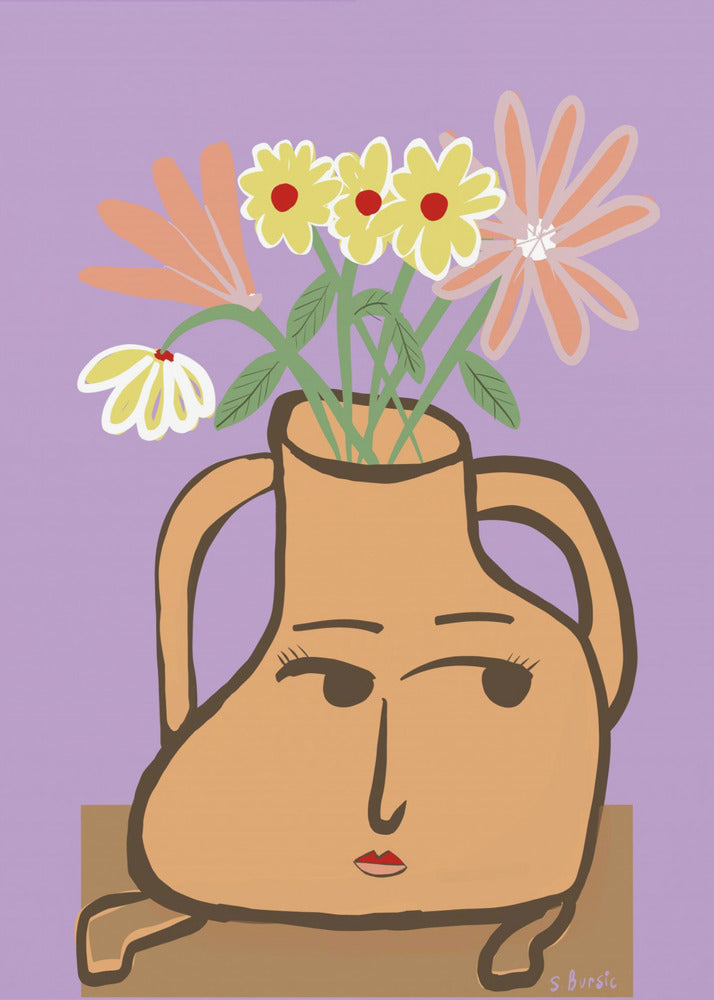 Lady vase with flowers | Canvas