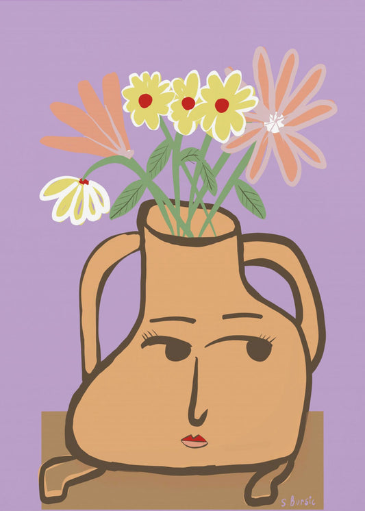 Lady vase with flowers | Canvas