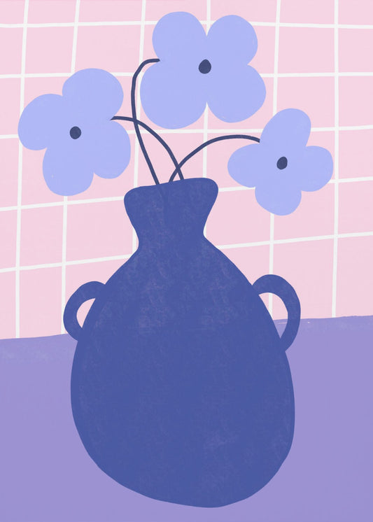 Minimalist Vase with Blue Flowers | Poster