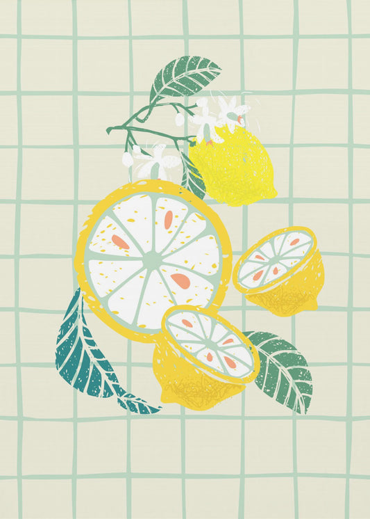 Lemon slice with leaves | Poster
