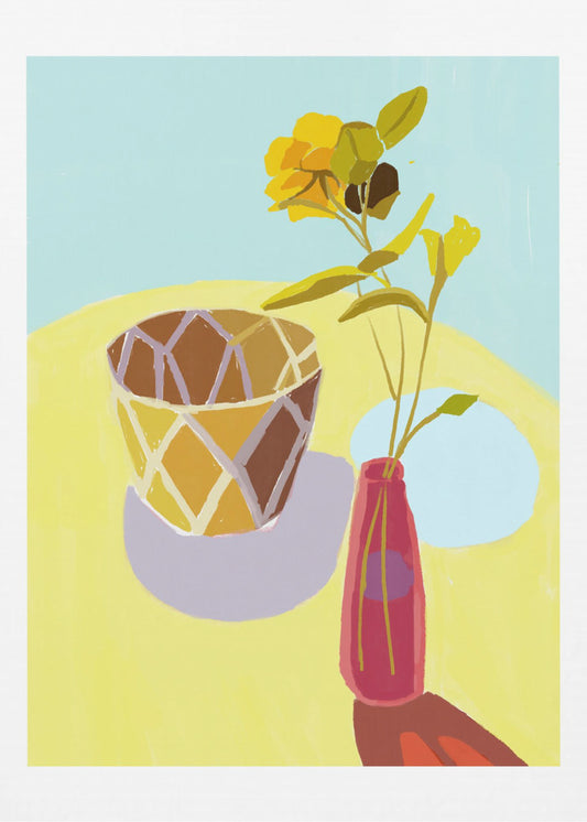 Yellow Flowers in a Red Pot | Poster