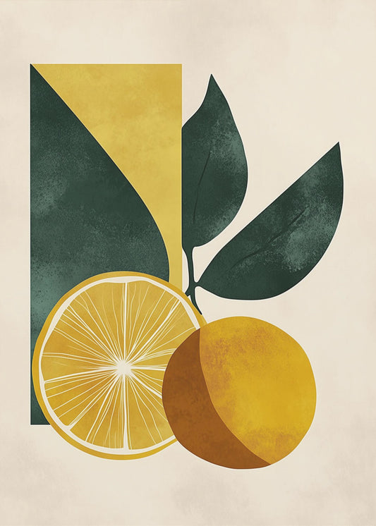 Yellow Lemon with Green Leaves Serenity | Poster