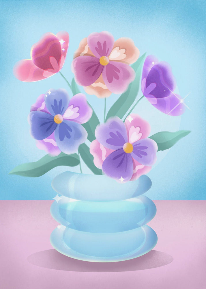 Petals in Blue Vase | Poster