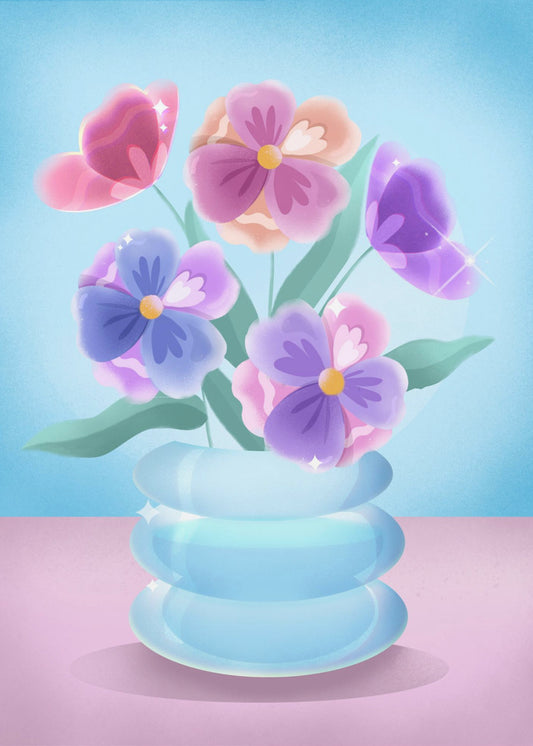 Petals in Blue Vase | Canvas