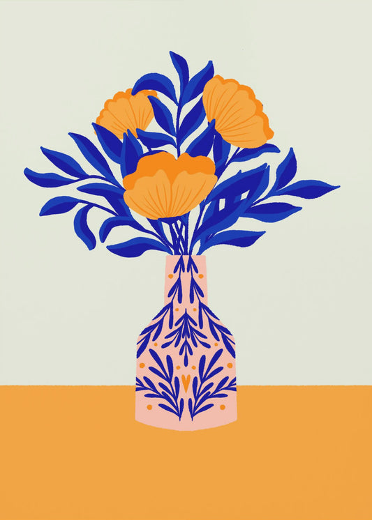 Orange Poppies In a Vase | Poster