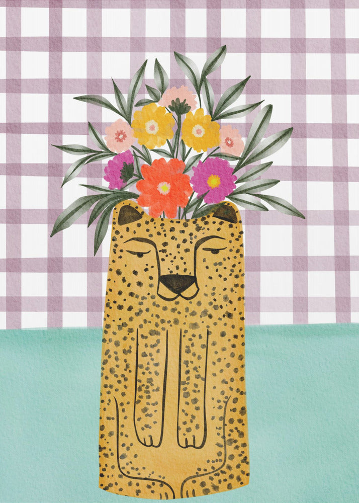 Leopard Shape Vase with Flower | Canvas