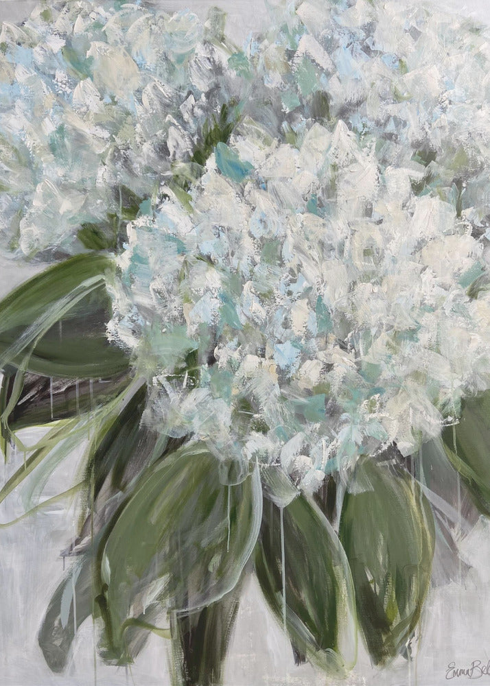 Delicate White and Blue Hydrangeas | Poster