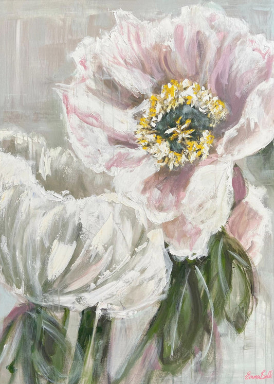 Delicate White and Pink Flowers | Canvas