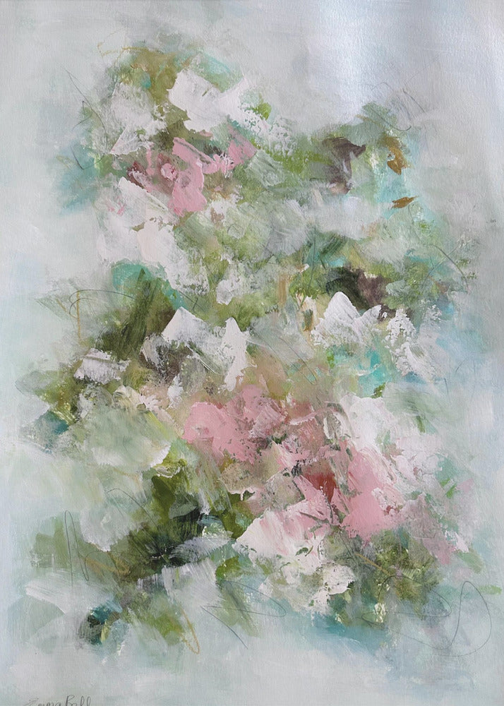 Floral Brushstrokes in Pink and Green | Canvas