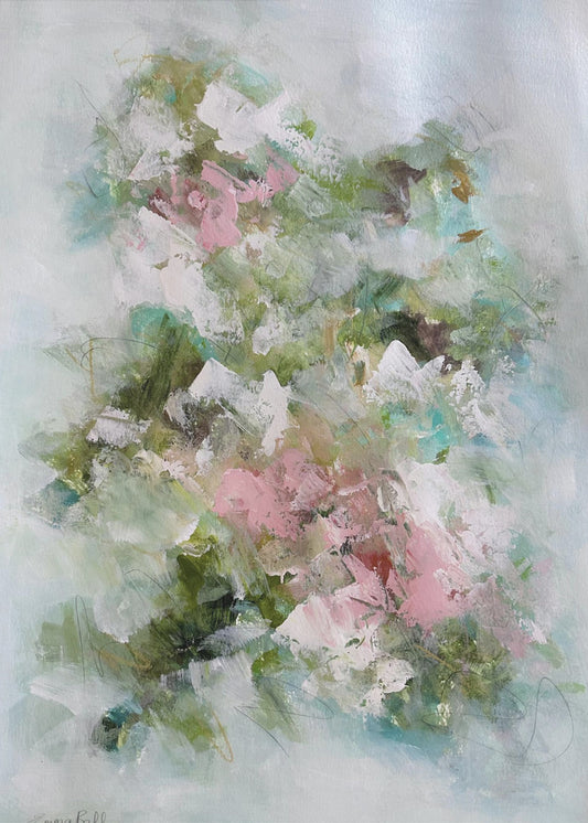 Floral Brushstrokes in Pink and Green | Canvas