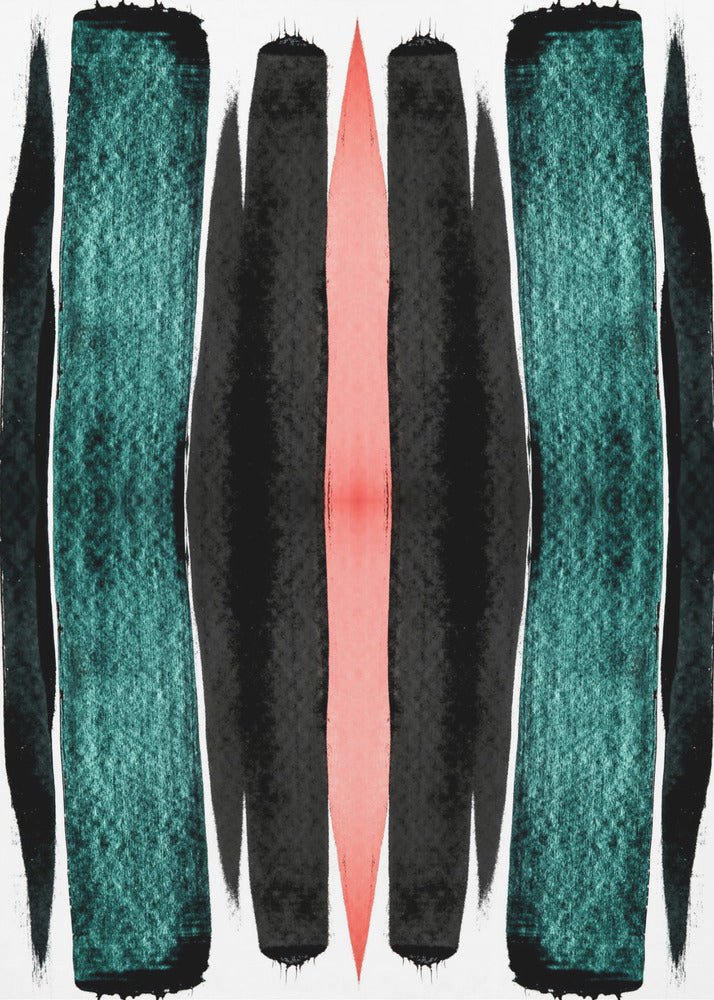 Turquoise And Black Vertical Stripes | Canvas