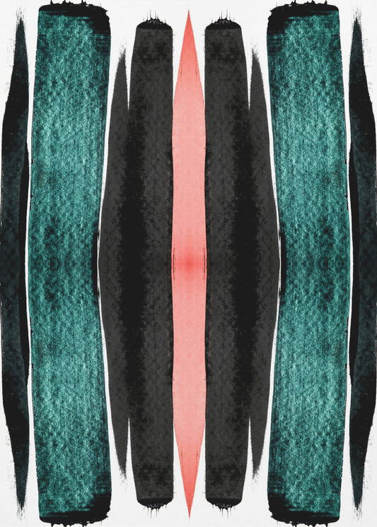 Turquoise And Black Vertical Stripes | Canvas
