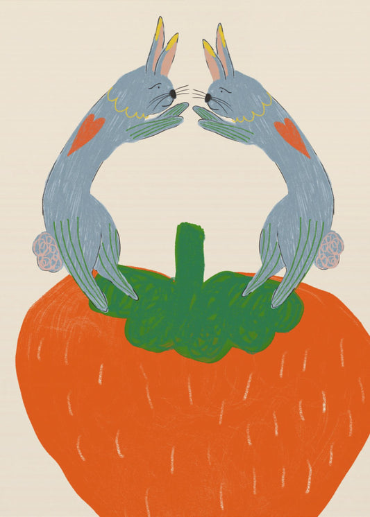 Rabbits on Strawberry | Poster