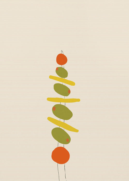 A Skewer with Olives and Tomatoes | Canvas