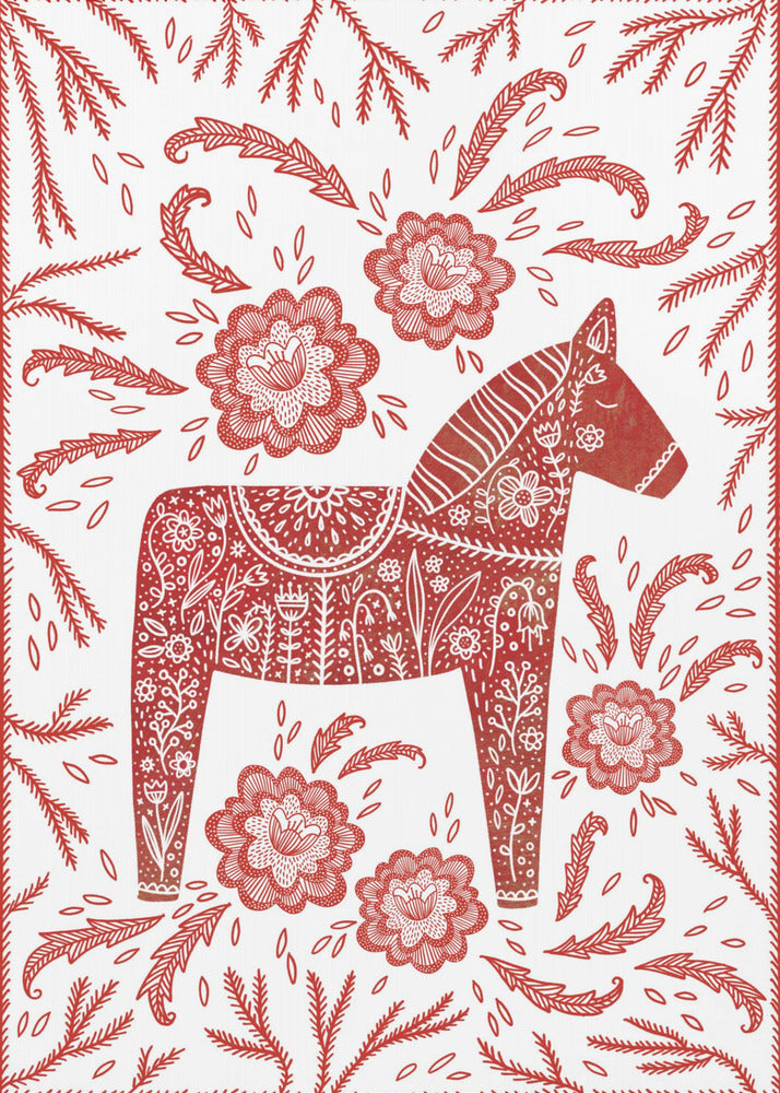 Swedish Dala Horse Red And White | Poster