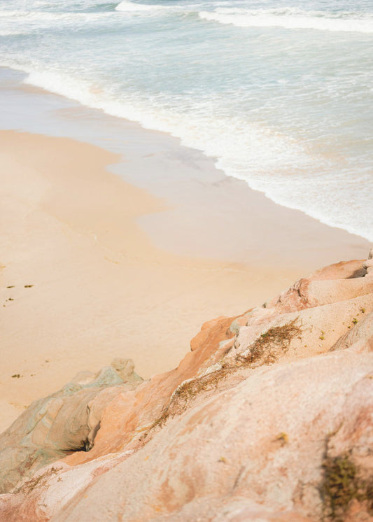 Sandy Beach Meeting Rocky Cliffs | Canvas