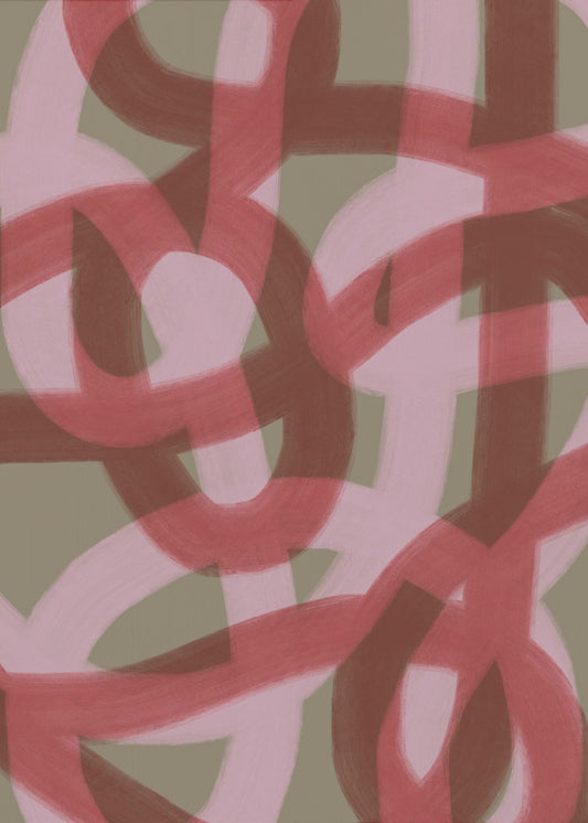 Intertwined Red and Pink Loops | Canvas