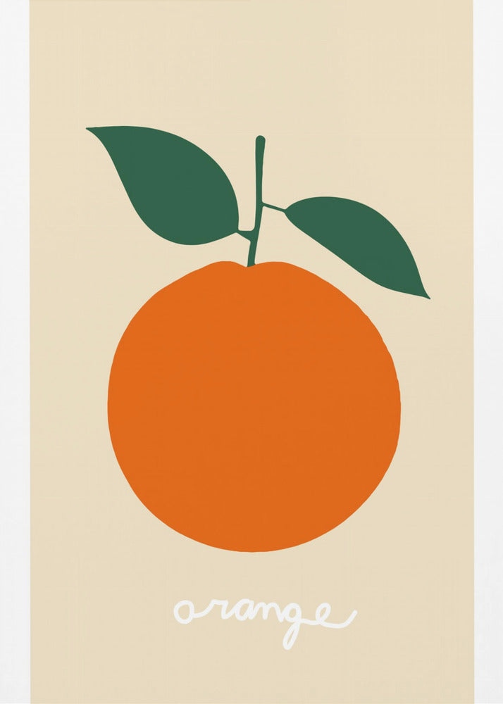Stylized Orange With Dark Green Leaves | Poster