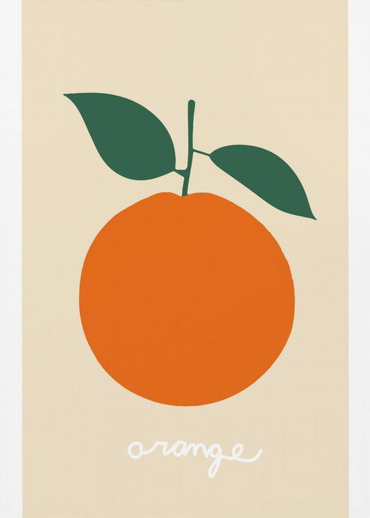 Stylized Orange With Dark Green Leaves | Poster